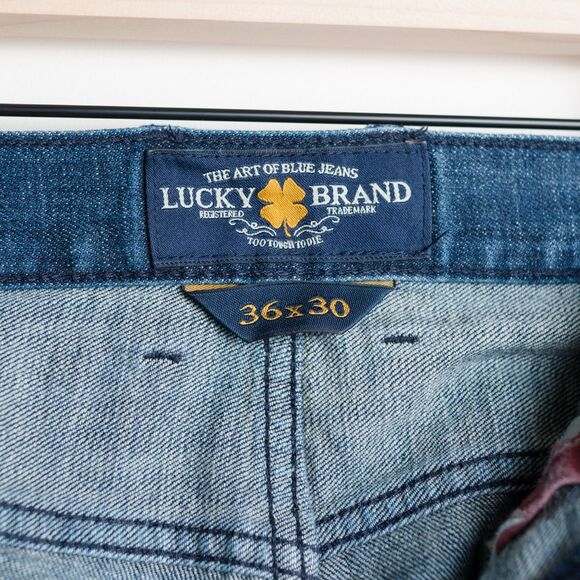 Lucky Brand 121 Heritage Slim Jeans Mens 36X30 Blue Dark Wash Button Fly - Picture 2 of 13